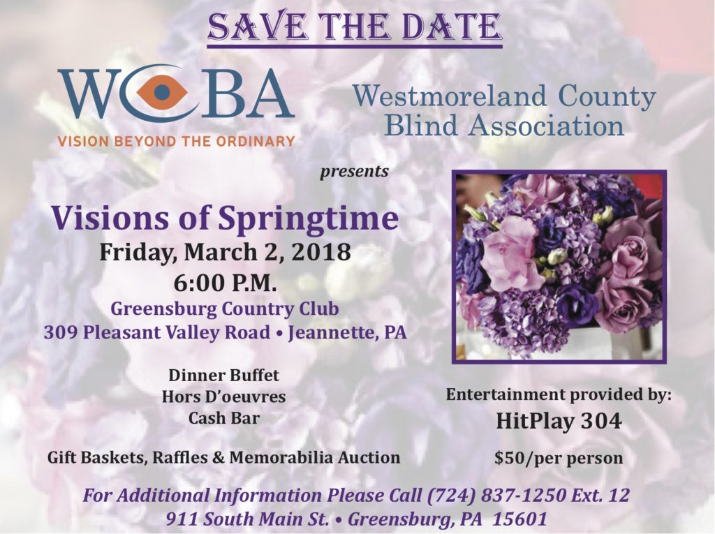 Save the date postcard for Visions of Springtime on March 2, 2018